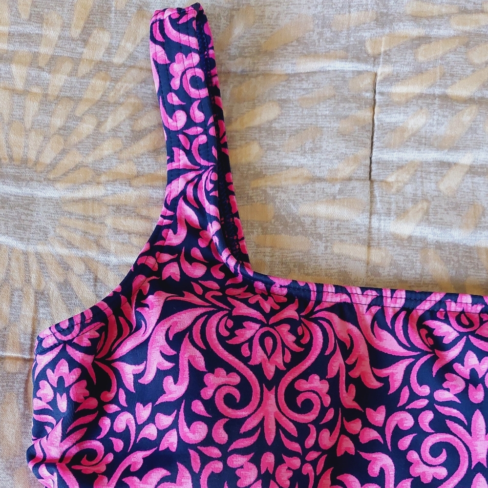 Lands' End Pink and Blue One Piece Swimsuit  size 12. - Picture 3 of 14